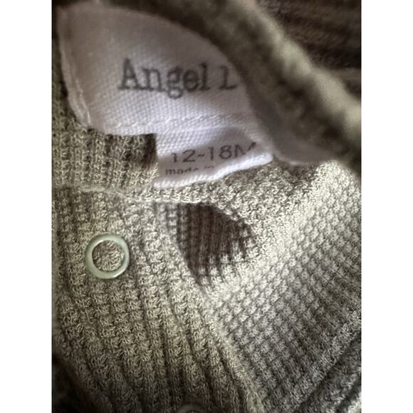 Angel Dear Size 12-18 Months Sage Green Waffle Overalls EUC - Picture 2 of 2